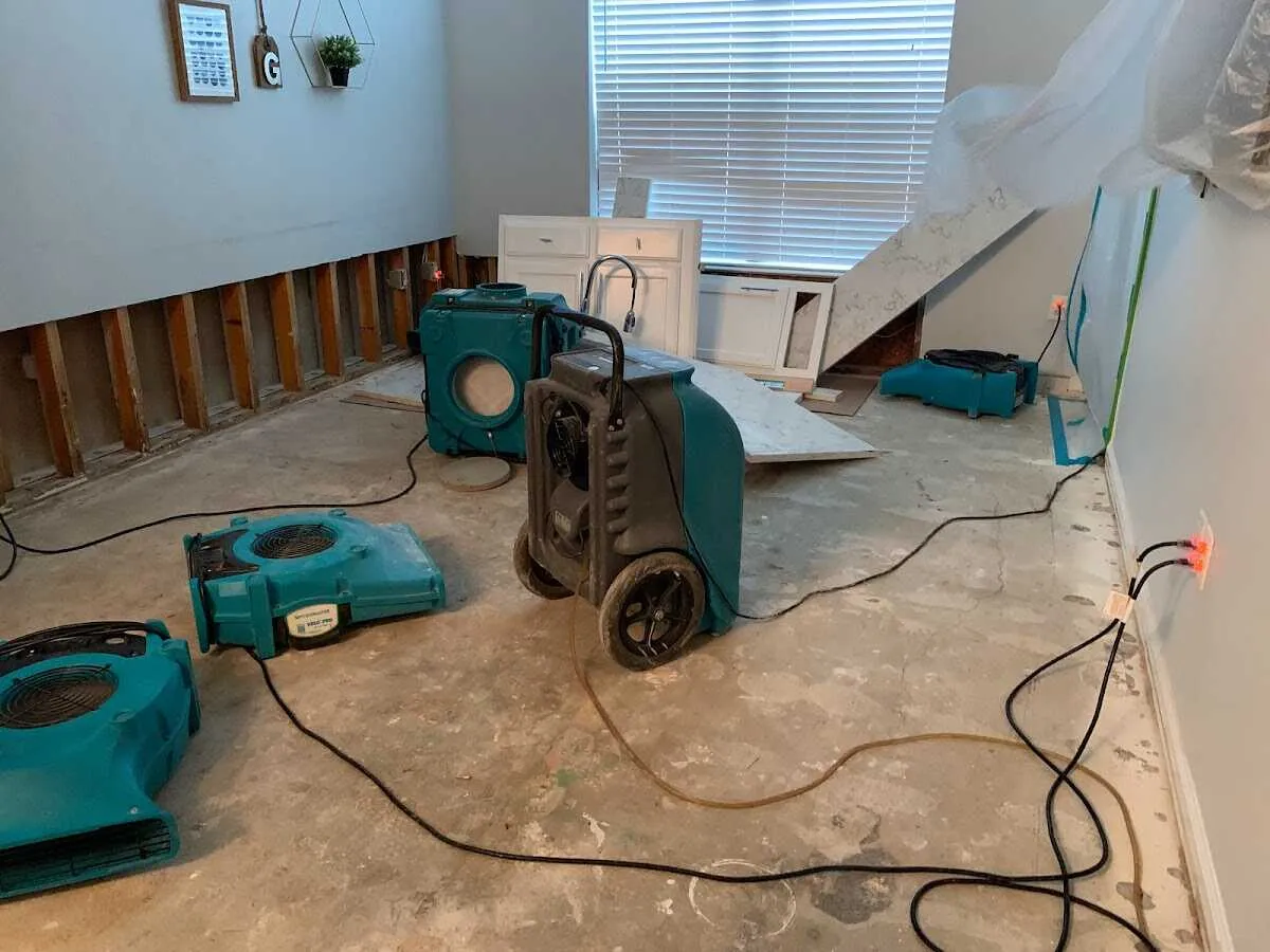 Dehumidifier in flood-cut room for Water Extraction & Removal in Alamo